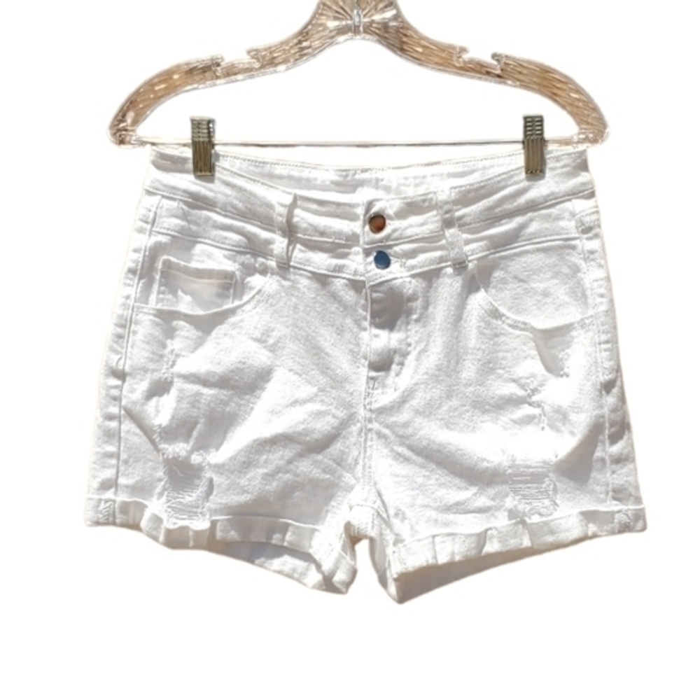 White‎ Distressed White Shorts Size Large Women NWOT
